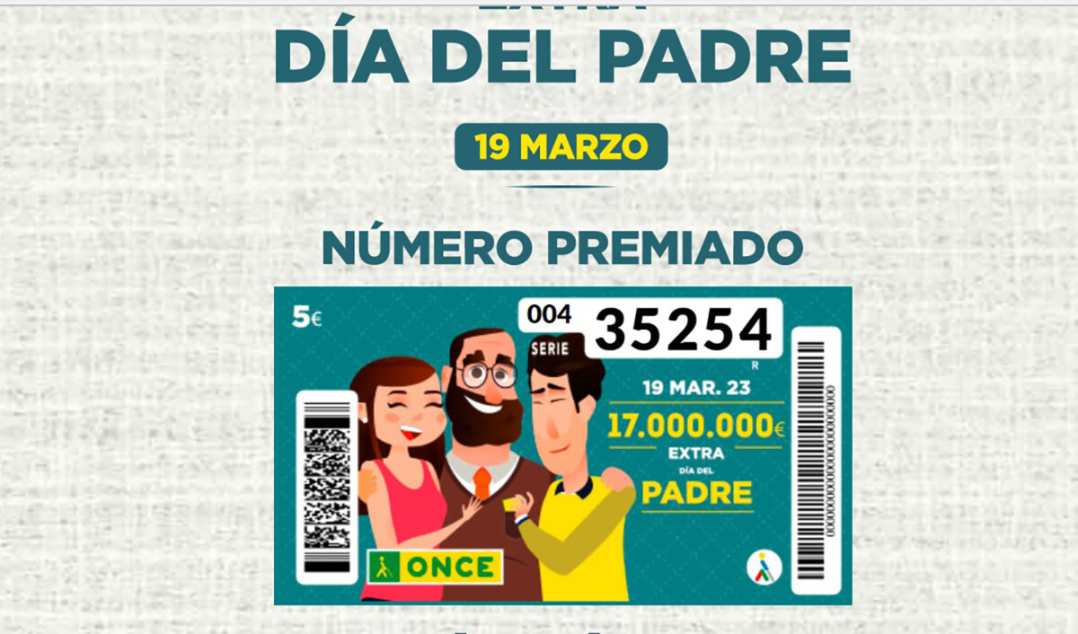 Número Premiado del Sorteo Extraordinario Día del Padre de la ONCE 2023